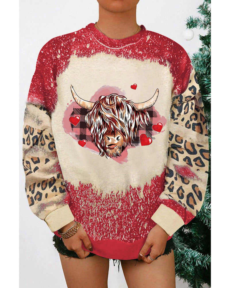 Azura Exchange Heifer Graphic Print Leopard Bleached Sweatshirt - L Payday Deals