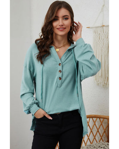 Azura Exchange High and Low Hem Hoodie with Buttoned Detail - S Payday Deals