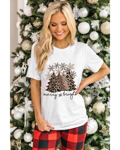 Azura Exchange Leopard Christmas Tree Graphic Print T-Shirt - XL Payday Deals