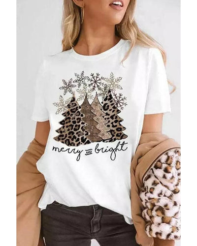 Azura Exchange Leopard Christmas Tree Graphic Print T-Shirt - XL Payday Deals