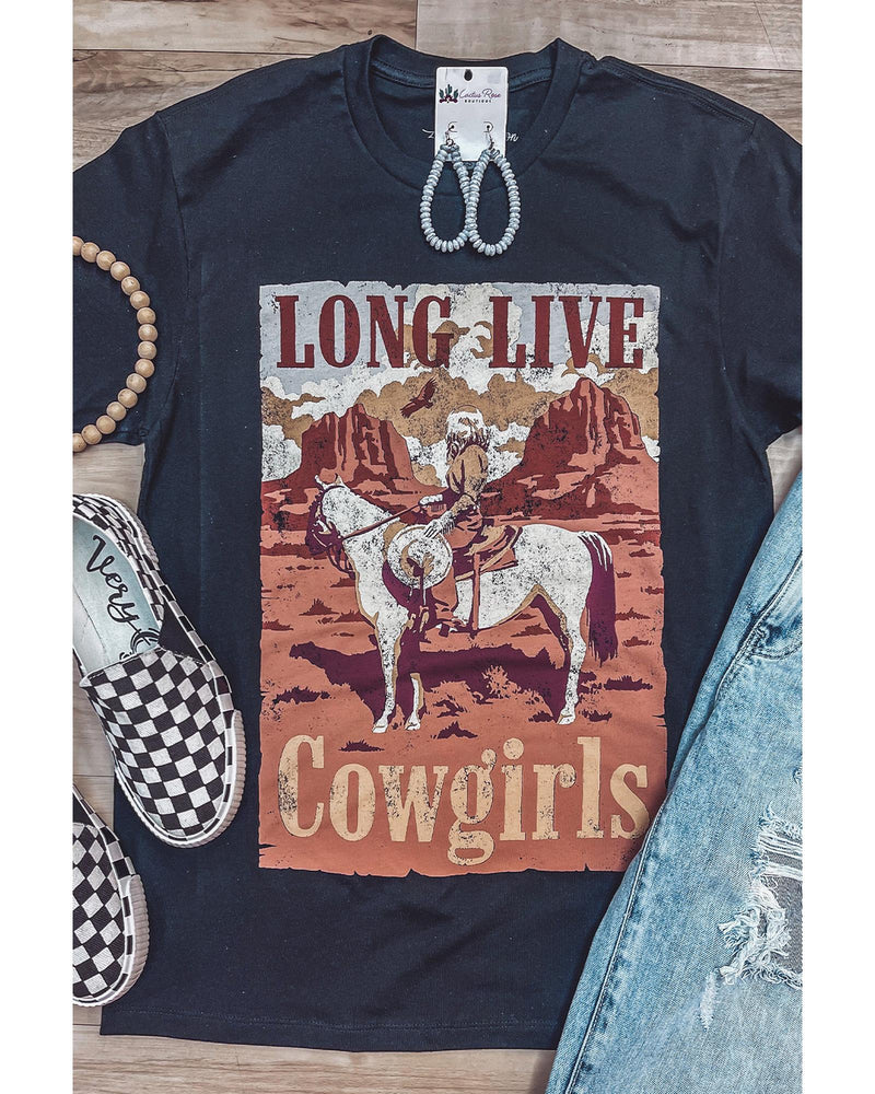 Azura Exchange LONG LIVE Cowgirls Graphic Print T-Shirt - M Payday Deals