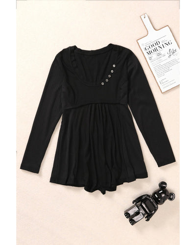 Azura Exchange Long Sleeve Buttons Babydoll Blouse - L Payday Deals
