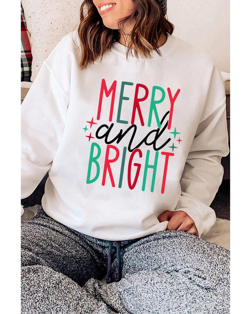 Azura Exchange Merry and Bright Long Sleeve Graphic Sweatshirt - XL Payday Deals