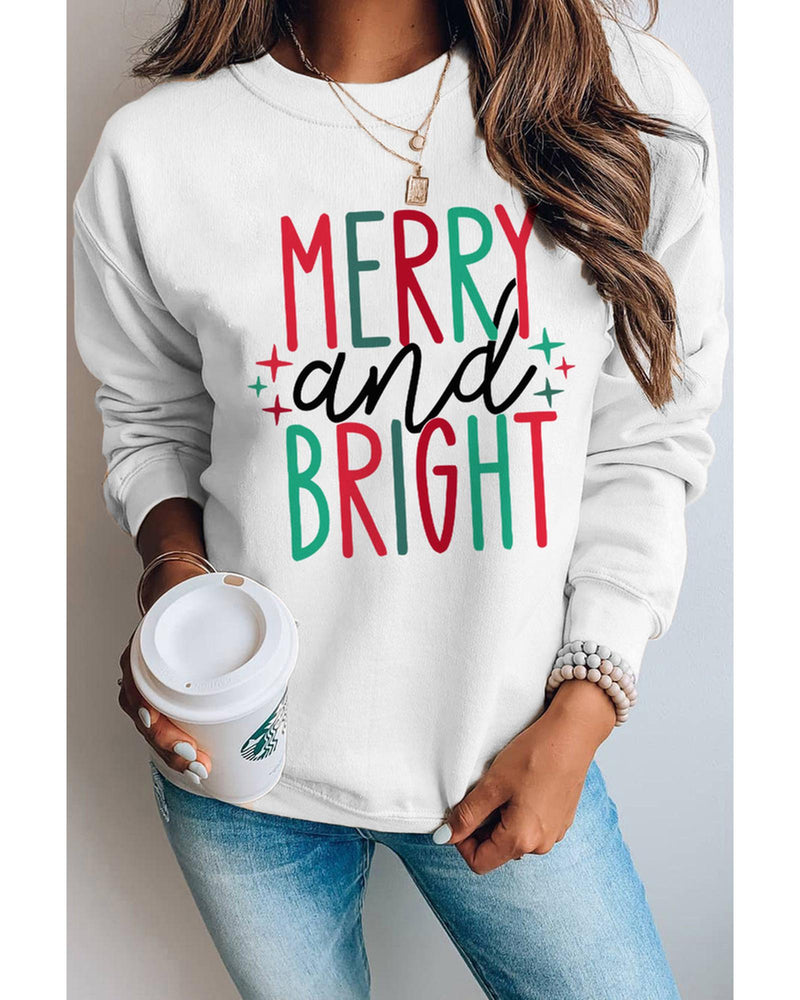 Azura Exchange Merry and Bright Long Sleeve Graphic Sweatshirt - XL Payday Deals