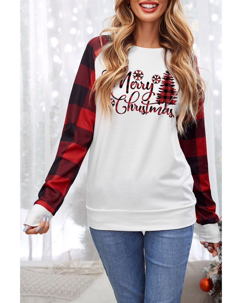 Azura Exchange Merry Christmas Plaid Graphic Print Sweatshirt - 2XL Payday Deals