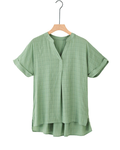 Azura Exchange Plaid Print V Neck Short Sleeve Shirt - M Payday Deals