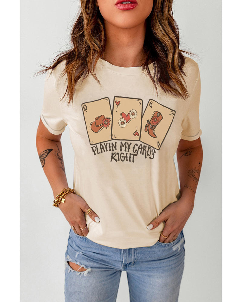 Azura Exchange Poker Cards Letter Graphic Print T-Shirt - M Payday Deals