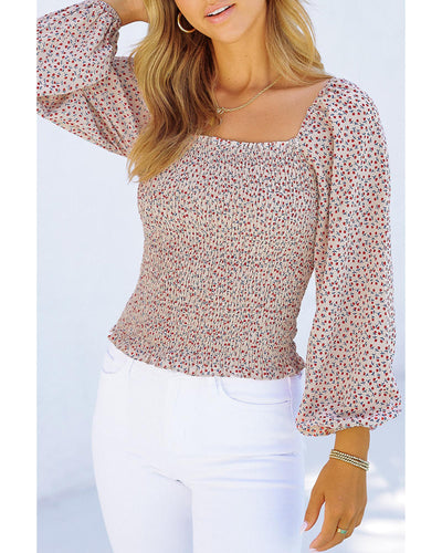 Azura Exchange Puff Sleeve Floral Smocked Top - 2XL Payday Deals