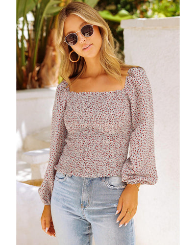 Azura Exchange Puff Sleeve Floral Smocked Top - 2XL Payday Deals