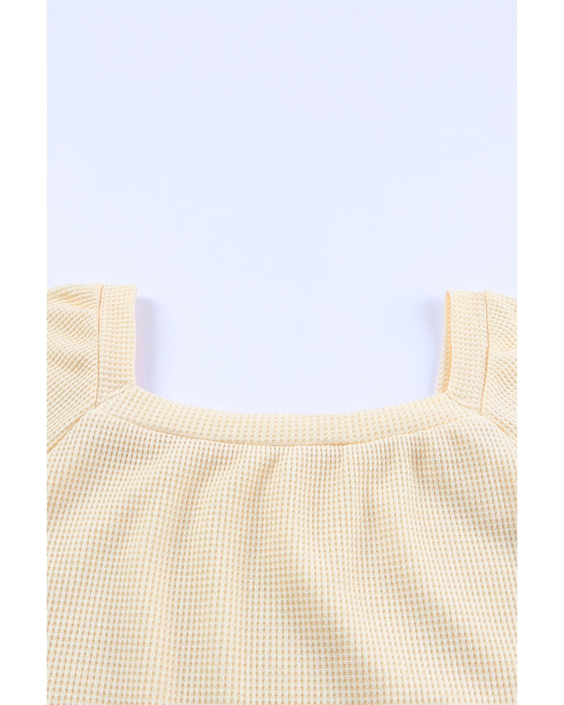 Azura Exchange Puff Sleeve Waffle Knit Top - M Payday Deals