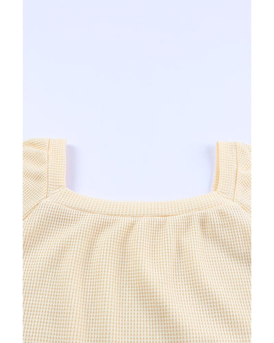 Azura Exchange Puff Sleeve Waffle Knit Top - S Payday Deals
