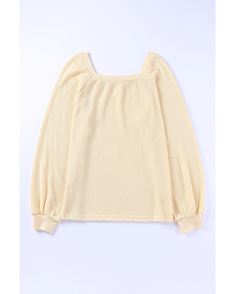 Azura Exchange Puff Sleeve Waffle Knit Top - XL Payday Deals