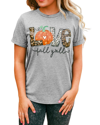 Azura Exchange Pumpkin Leopard T-Shirt - Love Fall Yall - S Payday Deals
