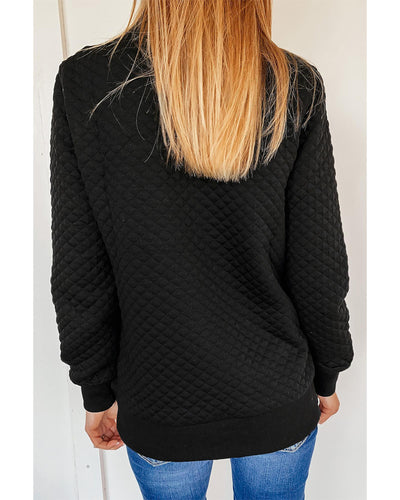 Azura Exchange Quilted Stand Neck Sweatshirt with Fake Front Pocket - S Payday Deals