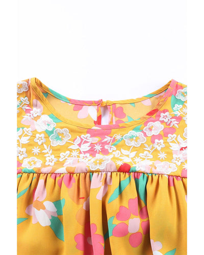 Azura Exchange Ruffle Cap Sleeve Floral Print Blouse - M Payday Deals