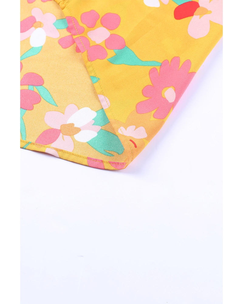 Azura Exchange Ruffle Cap Sleeve Floral Print Blouse - XL Payday Deals