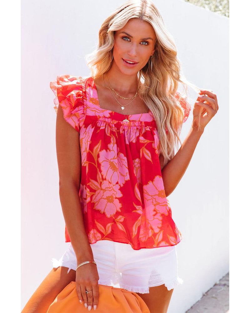 Azura Exchange Ruffle Sleeve Floral Blouse - XL Payday Deals