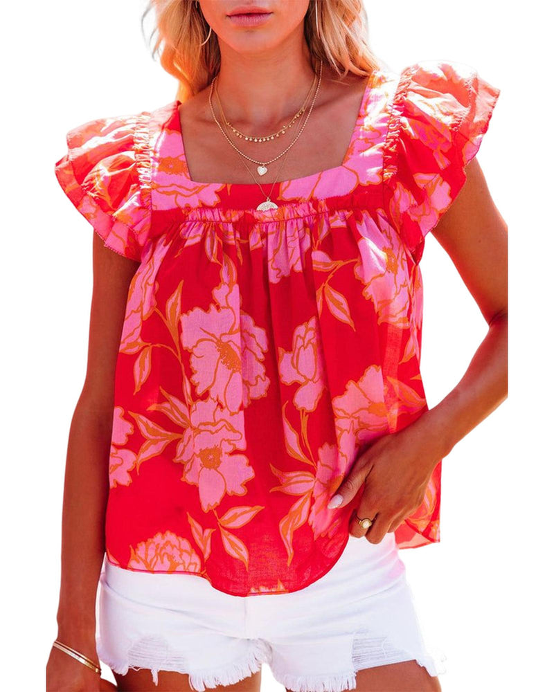 Azura Exchange Ruffle Sleeve Floral Blouse - XL Payday Deals