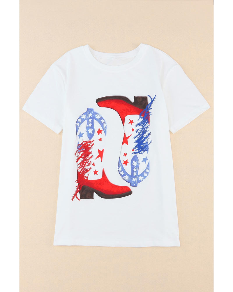 Azura Exchange Sequin Graphic Tee with American Flag Boots Pattern - XL Payday Deals