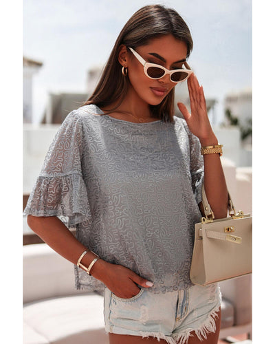 Azura Exchange Sequin Ruffled Sleeves Blouse - S Payday Deals