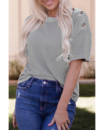 Azura Exchange Short Sleeve Waffle Knit Top - L Payday Deals