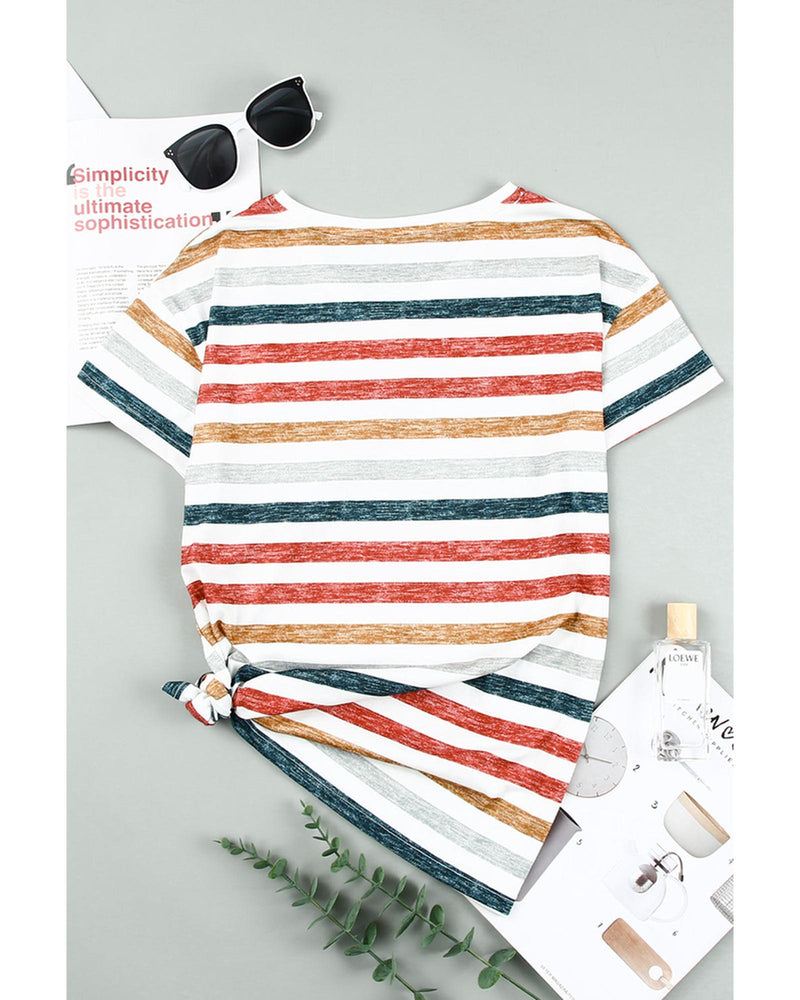 Azura Exchange Striped V Neck T-shirt - S Payday Deals