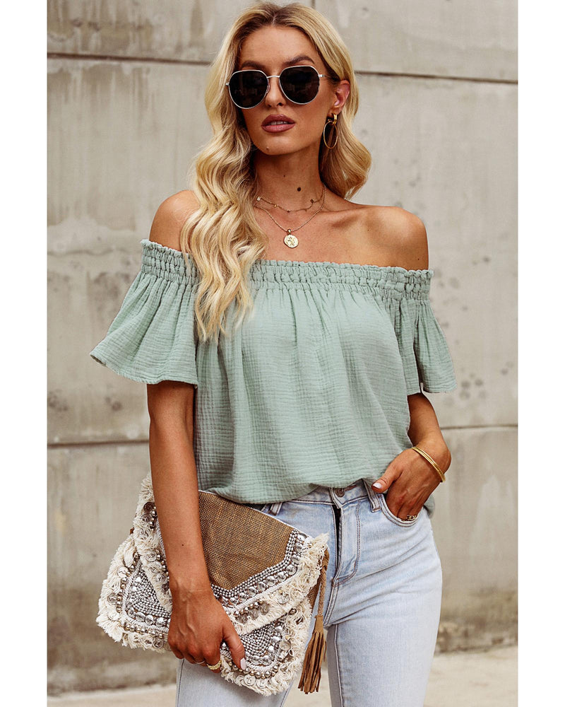 Azura Exchange Textured Ruched Ruffle Blouse - M Payday Deals