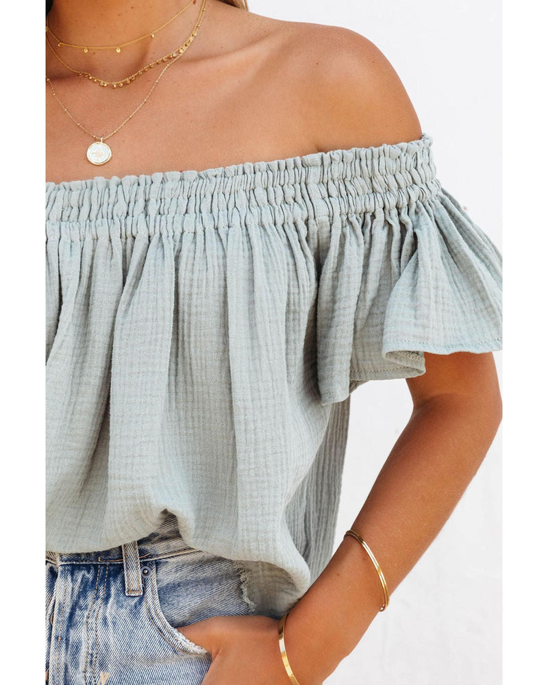 Azura Exchange Textured Ruched Ruffle Blouse - M Payday Deals