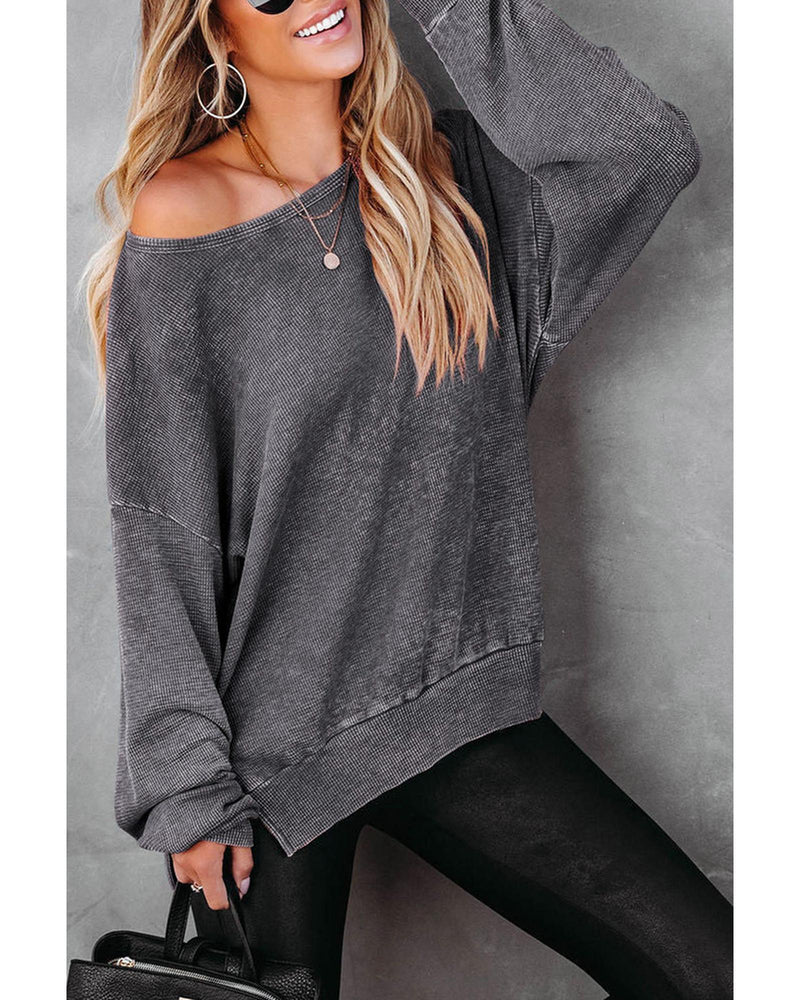 Azura Exchange Waffle Knit Side Slit Pullover Top - M Payday Deals