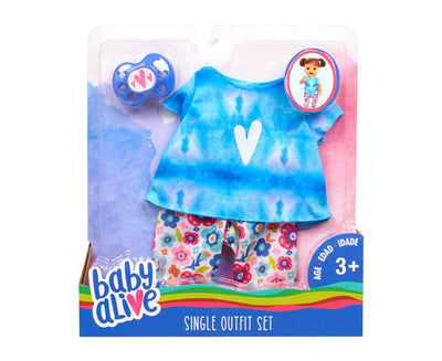 Baby Alive Single Outfit Set Top Pants Pacifier for Dolls Kids/Toy 3y+ - Blue