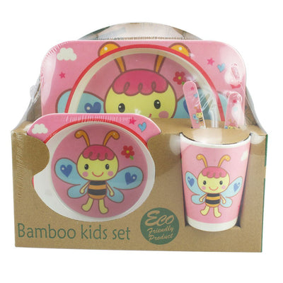 Baby & Me Bamboo Bee Feed Set Eco Friendly Baby Kids Dinnerware Pink