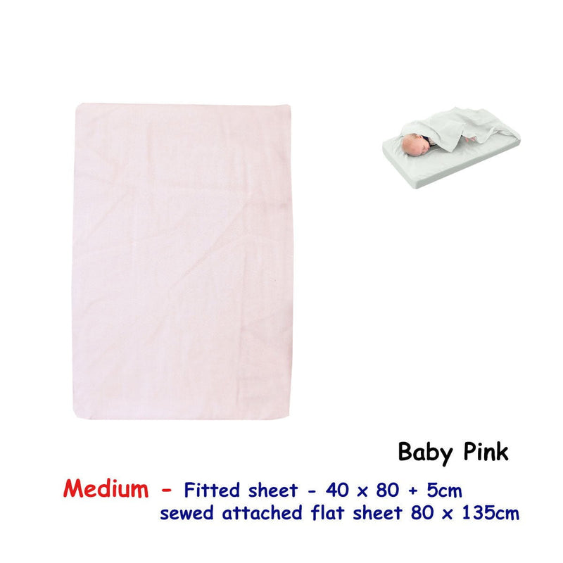 Baby Pink Bassinet Fitted Sheet with a Flat Sheet Sewed Attached Payday Deals