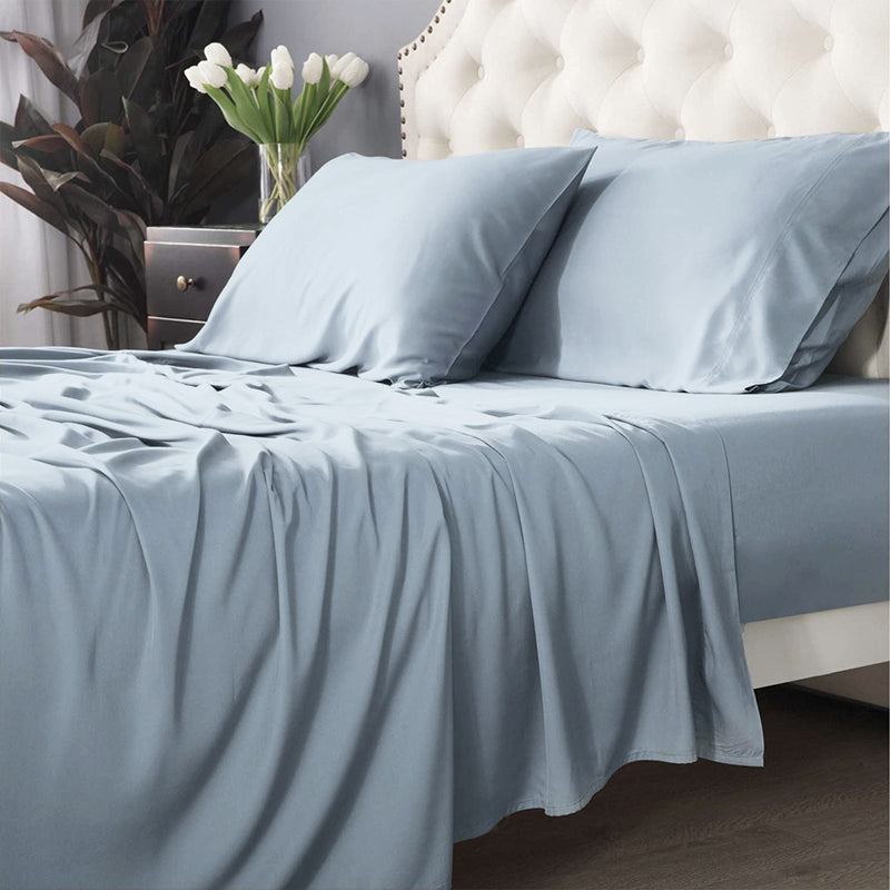 Bamboo Cotton 500 TC Mid Blue Sheet Set by Park Avenue Long Single Payday Deals