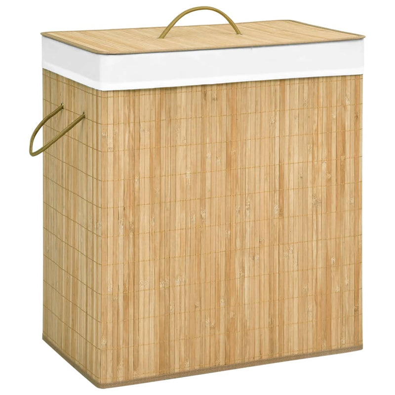 Bamboo Laundry Basket with 2 Sections 100 L Payday Deals
