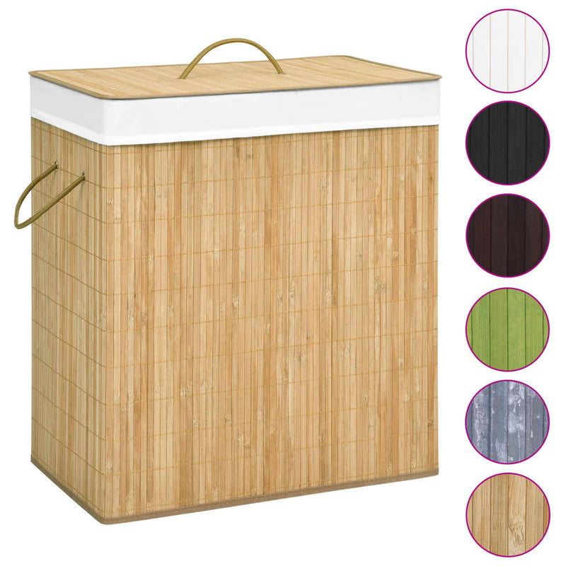 Bamboo Laundry Basket with 2 Sections 100 L Payday Deals