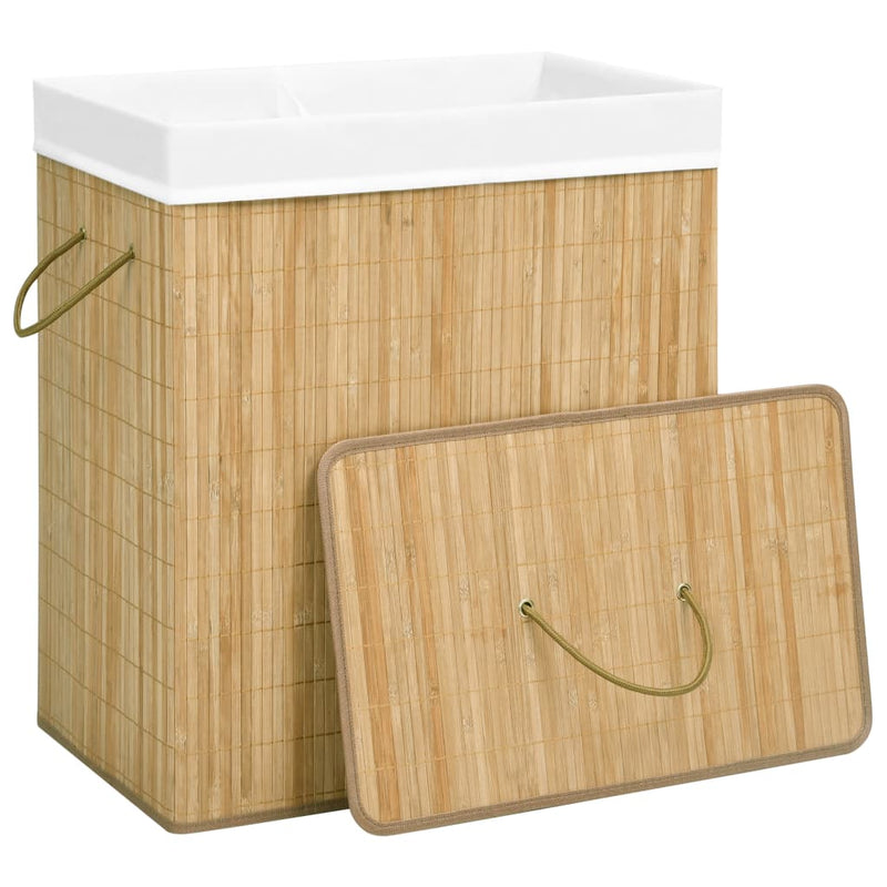 Bamboo Laundry Basket with 2 Sections 100 L Payday Deals