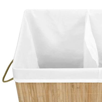 Bamboo Laundry Basket with 2 Sections 100 L Payday Deals