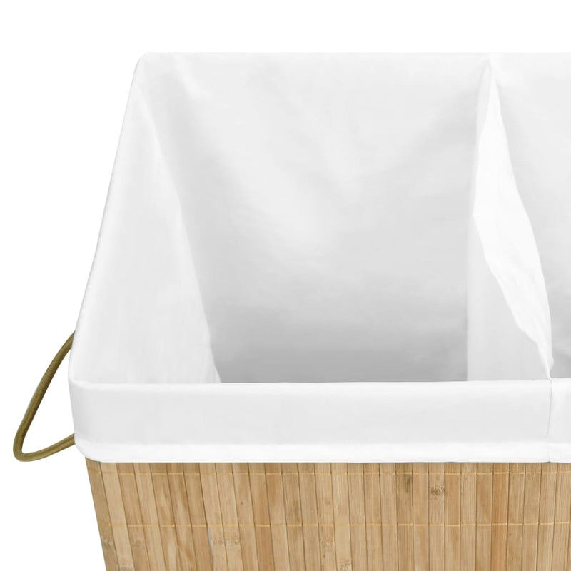 Bamboo Laundry Basket with 2 Sections 100 L Payday Deals