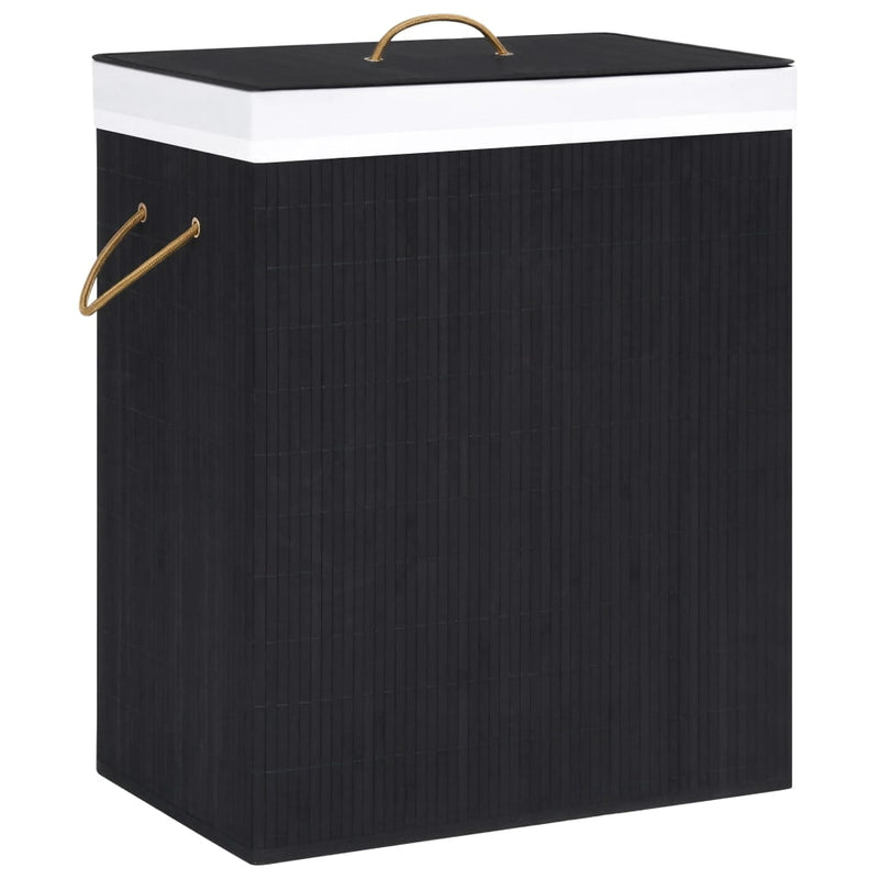 Bamboo Laundry Basket with 2 Sections Black 100 L Payday Deals