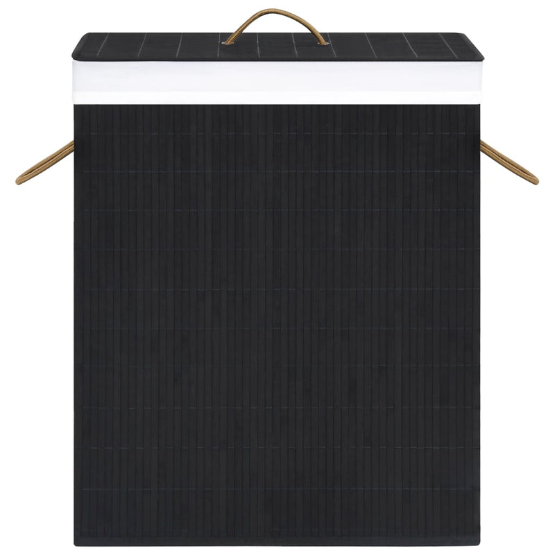 Bamboo Laundry Basket with 2 Sections Black 100 L Payday Deals