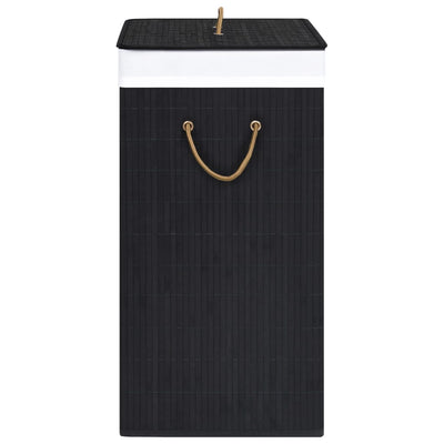 Bamboo Laundry Basket with 2 Sections Black 100 L Payday Deals