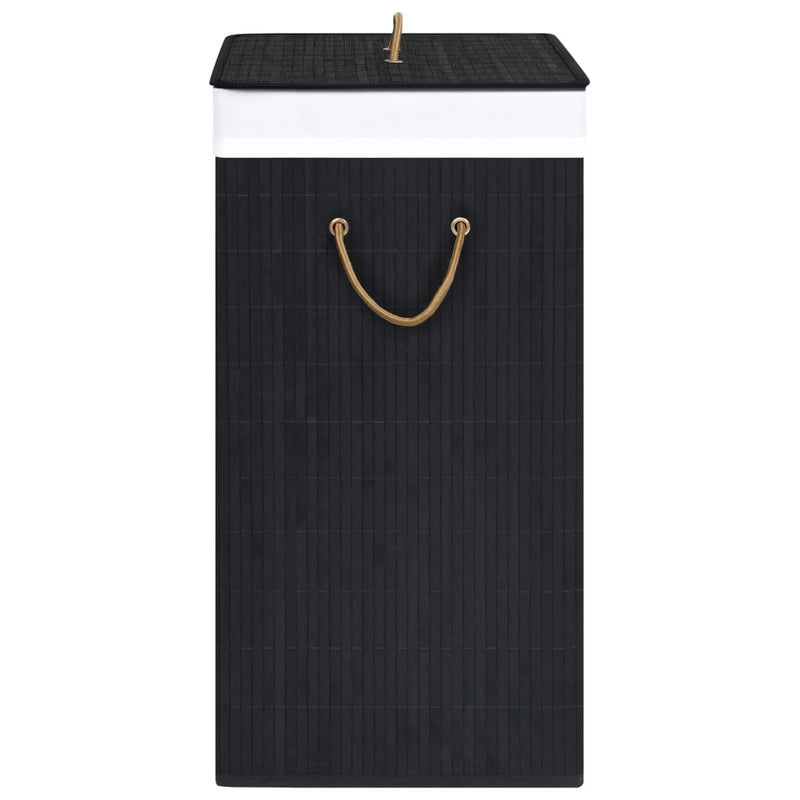 Bamboo Laundry Basket with 2 Sections Black 100 L Payday Deals