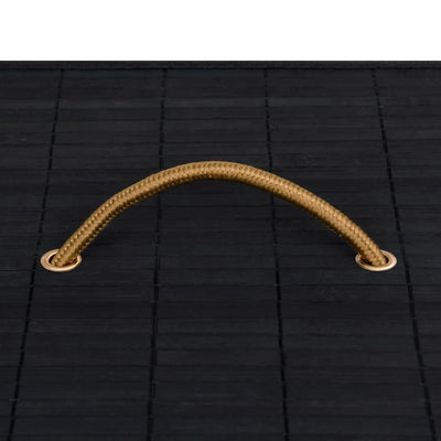 Bamboo Laundry Basket with 2 Sections Black 100 L Payday Deals
