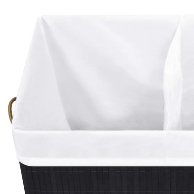 Bamboo Laundry Basket with 2 Sections Black 100 L Payday Deals