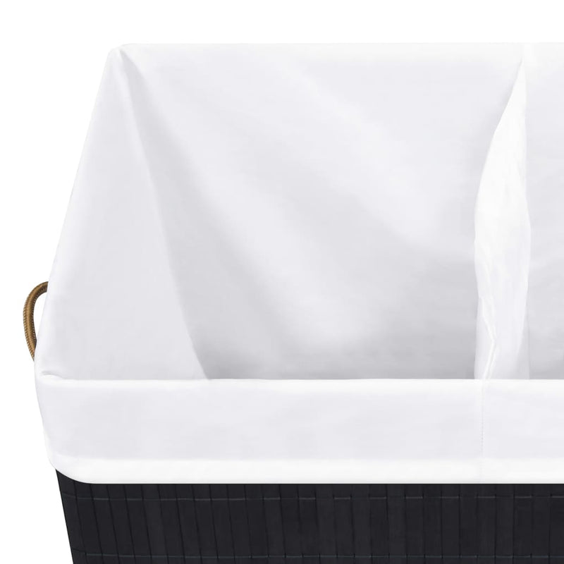 Bamboo Laundry Basket with 2 Sections Black 100 L Payday Deals