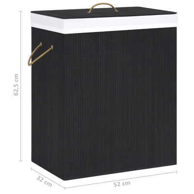 Bamboo Laundry Basket with 2 Sections Black 100 L Payday Deals