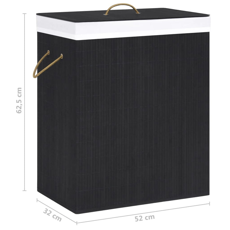 Bamboo Laundry Basket with 2 Sections Black 100 L Payday Deals