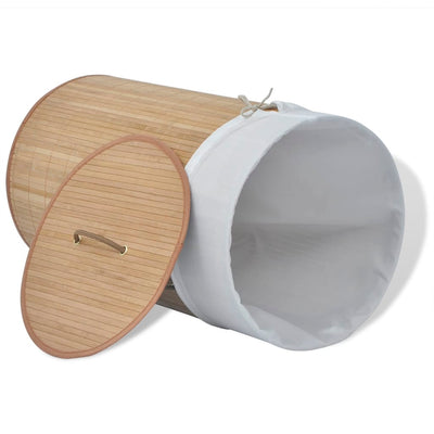 Bamboo Laundry Bin Round Natural Payday Deals