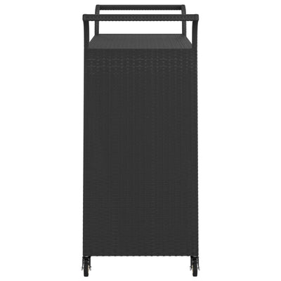 Bar Cart with Drawer Black 100x45x97 cm Poly Rattan Payday Deals