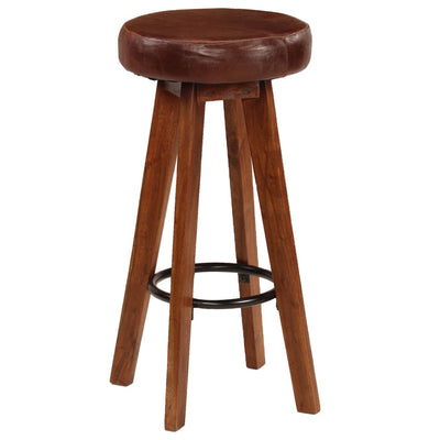 Bar Chairs 2 pcs Real Leather and Solid Acacia Wood Payday Deals